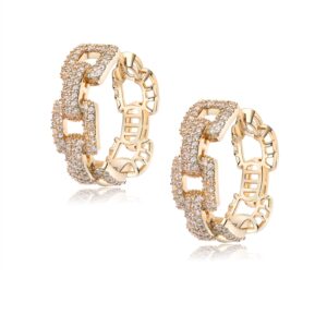 Metmolley Silver Colorful Hoop Earrings for Women Gold Crystal CZ Square Hoop Earrings (White)