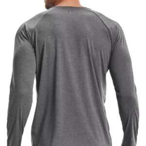 Under Armour Men's Velocity LS Loose Light Heathe/Pitch Gray Long Sleeve-Short Shirt (XL)