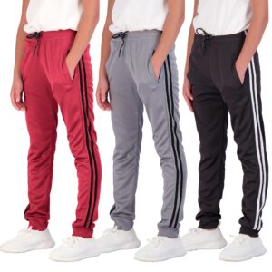 3 Pack Boys Girls Youth Active Teen Mesh Boy Sweatpants Joggers Running Basketball School Track Pants Athletic Workout Gym Apparel Training Jogger Fit Kid Clothing Casual Pockets - Set 10,L(14-16)