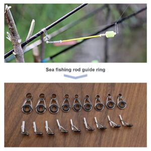 eMagTech 36PCS 1.6-8.6mm Fishing Rod Tips Repair Kit Fishing Rod Rings Guide Stainless Steel Fishing Replacement Parts for Saltwater Freshwater