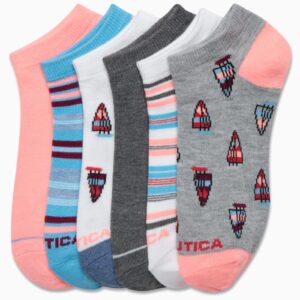 Nautica Women's Socks - Lightweight Athletic Low Cut Socks (6 Pack), Size 4-10, Heather Grey Asst