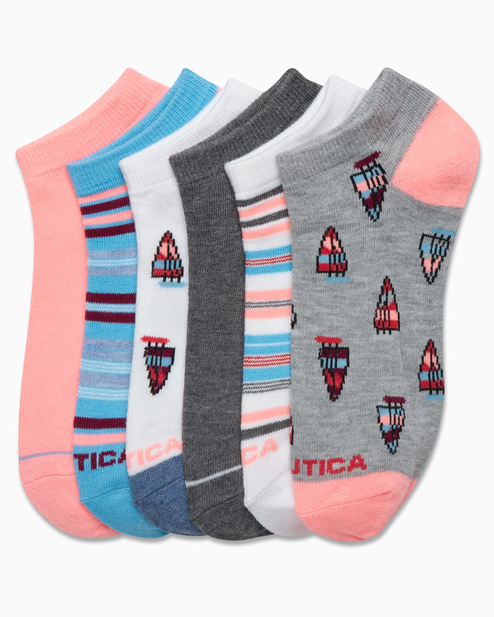 Nautica Women's Socks - Lightweight Athletic Low Cut Socks (6 Pack), Size 4-10, Heather Grey Asst