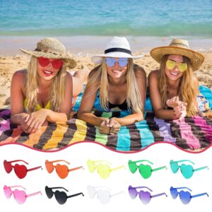 Zando 8Pairs Heart Glasses Heart Shaped Sunglasses Pink Heart Sunglasses Red Glasses Blue Sunglasses Purple Glasses Neon Glasses Black Heart Sunglasses Unisex for Party Festival B Candy Colors