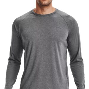 Under Armour Men's Velocity LS Loose Light Heathe/Pitch Gray Long Sleeve-Short Shirt (XL)