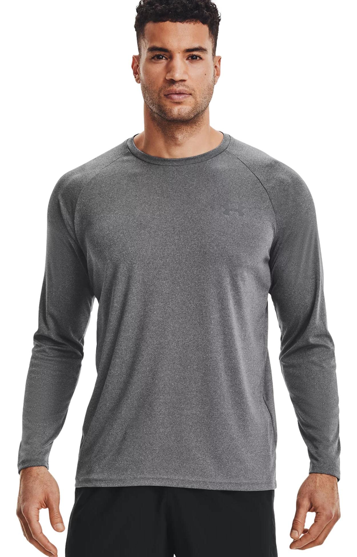 Under Armour Men's Velocity LS Loose Light Heathe/Pitch Gray Long Sleeve-Short Shirt (XL)