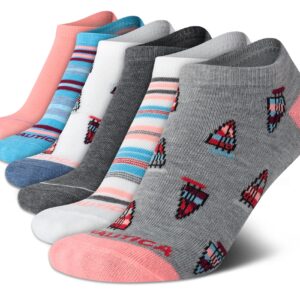 Nautica Women's Socks - Lightweight Athletic Low Cut Socks (6 Pack), Size 4-10, Heather Grey Asst