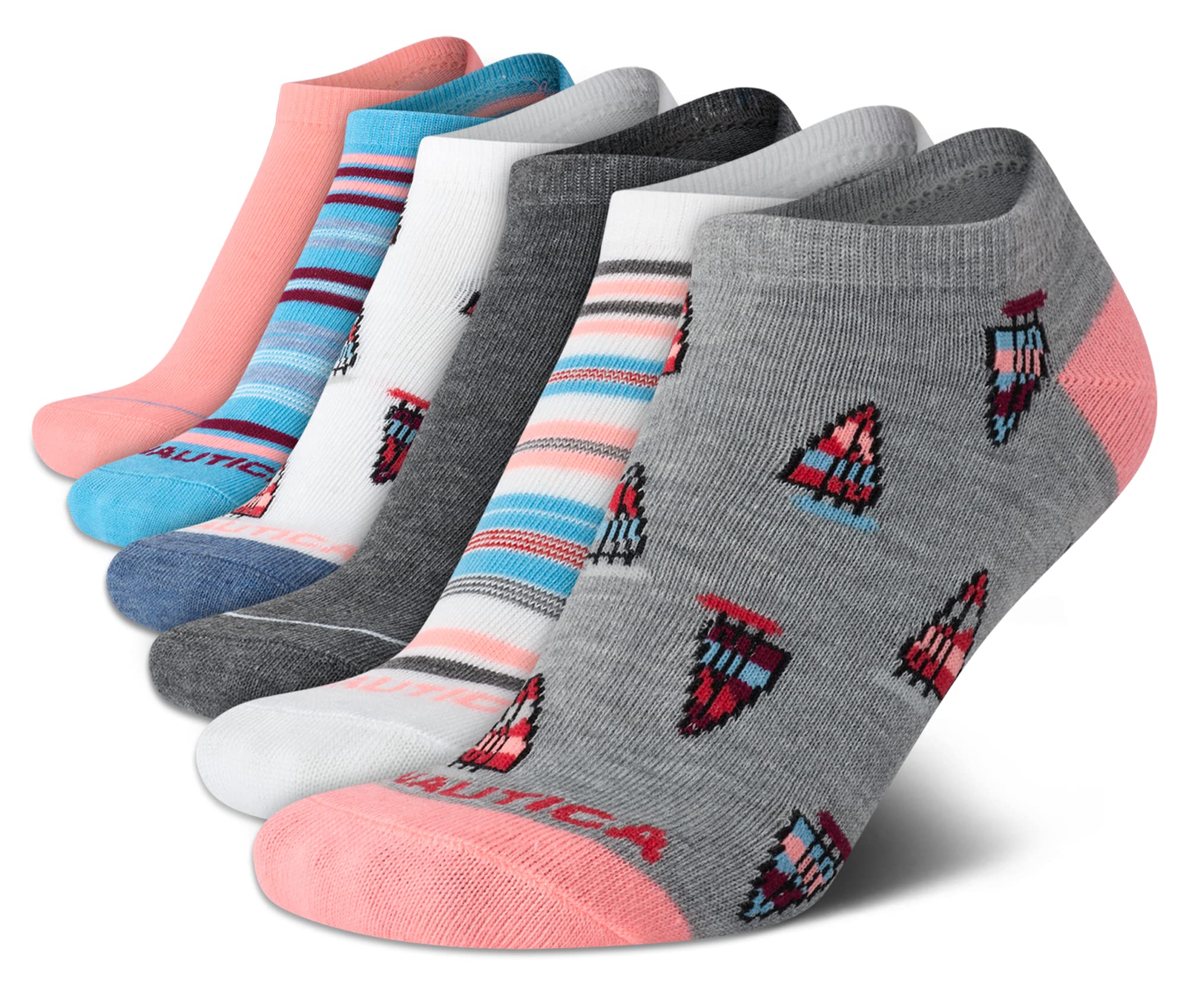 Nautica Women's Socks - Lightweight Athletic Low Cut Socks (6 Pack), Size 4-10, Heather Grey Asst