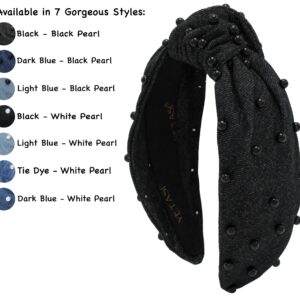 YETASI Head bands For Women's Hair are Unique. Black Pearl Headband Denim is Classy. Knotted Headband for Women is a Comfy Headbands for Women . Get Complements with Cute Jean Black Pearl Headband