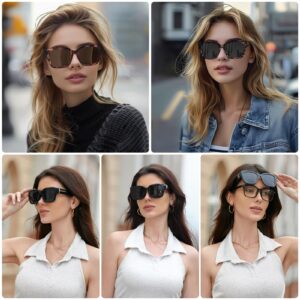 MEETSUN Fit Over Glasses Sunglasses for Women Men Large Trendy Polarized Sunglasses for Driving UV Protection Tortoise Brown