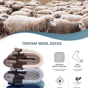 TENYSAF Wool Hiking Socks for Men - Women Lightweight Crew Merino Wool Socks with Cushion for Camping Hunting Work,3 pack