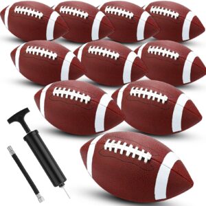 Jerify 12 Pcs Composite Leather Footballs Official Composite Leather Ball Composite Leather Inflatable Football with Pump Indoor Outdoor Football Bulk for Training and Recreational Play