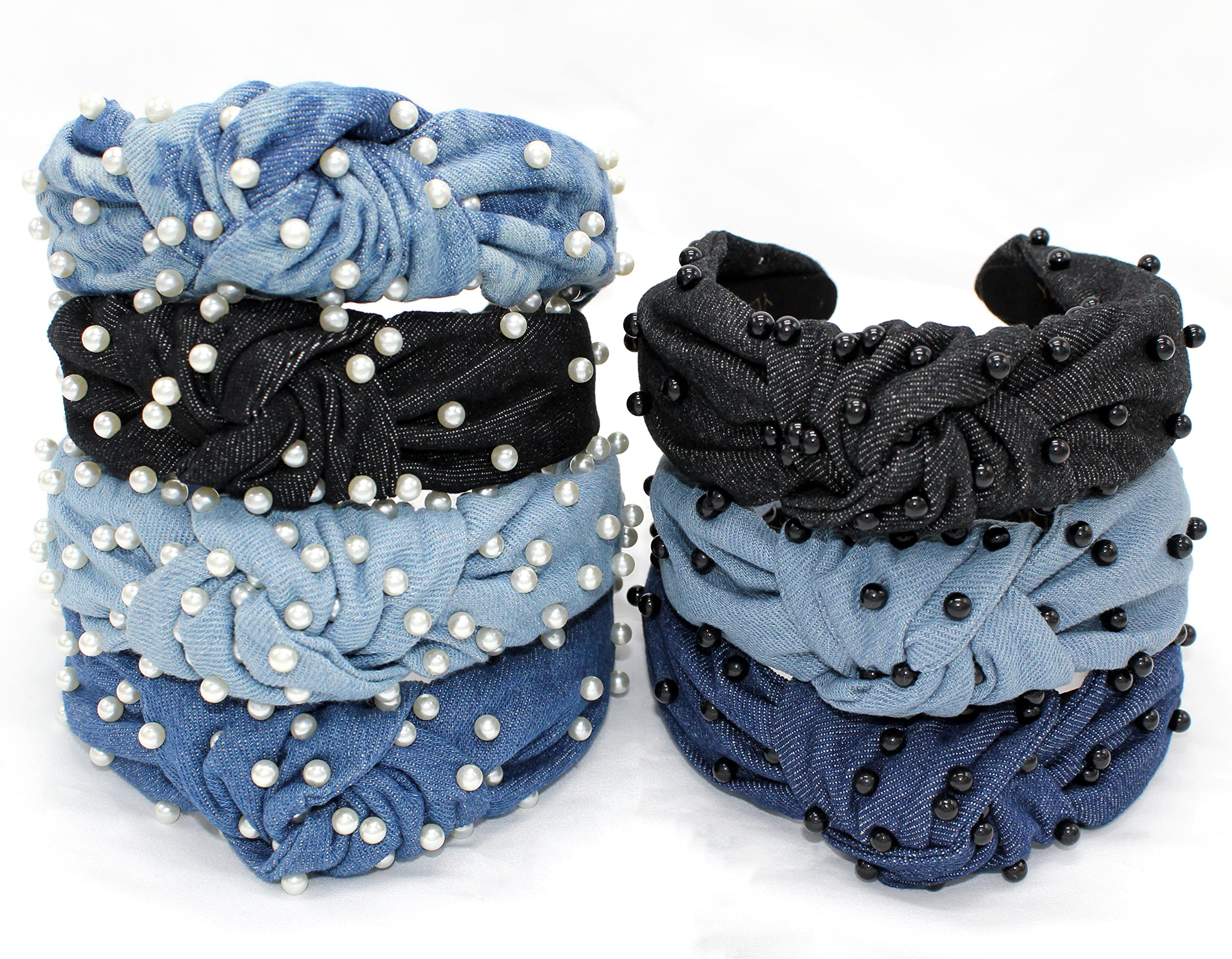 YETASI Head bands For Women's Hair are Unique. Black Pearl Headband Denim is Classy. Knotted Headband for Women is a Comfy Headbands for Women . Get Complements with Cute Jean Black Pearl Headband