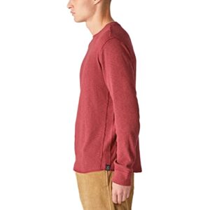 Lucky Brand Men's Garment Dye Thermal Crew Tee, Pomegranate, Large