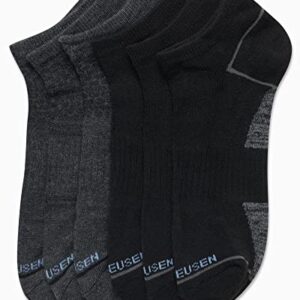 Van Heusen Men's Socks - Athletic Cushion Low Cut Ankle Socks (6 Pack), Size 6-12.5, Black/Grey Heather