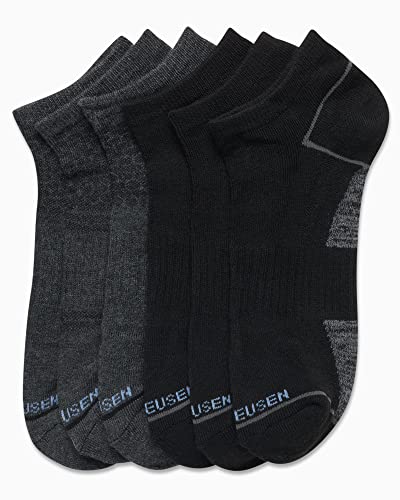 Van Heusen Men's Socks - Athletic Cushion Low Cut Ankle Socks (6 Pack), Size 6-12.5, Black/Grey Heather