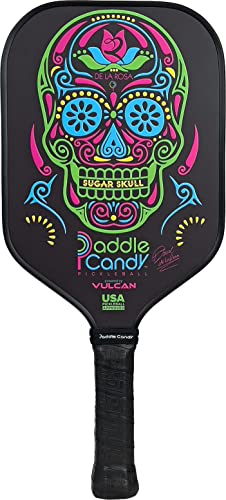 Vulcan | Paddle Candy Sugar Skull Pickleball Paddle | Hybrid Performance | Polypropylene Core | USAP Approved | Black Sugar Skull