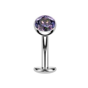 pierced owl 14ga f136 implant grade titanium threadless convex base cz crystal floating belly button ring (vitrail medium)