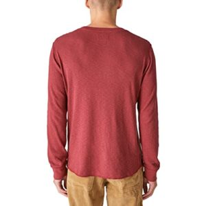 Lucky Brand Men's Garment Dye Thermal Crew Tee, Pomegranate, Large