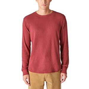 Lucky Brand Men's Garment Dye Thermal Crew Tee, Pomegranate, Large