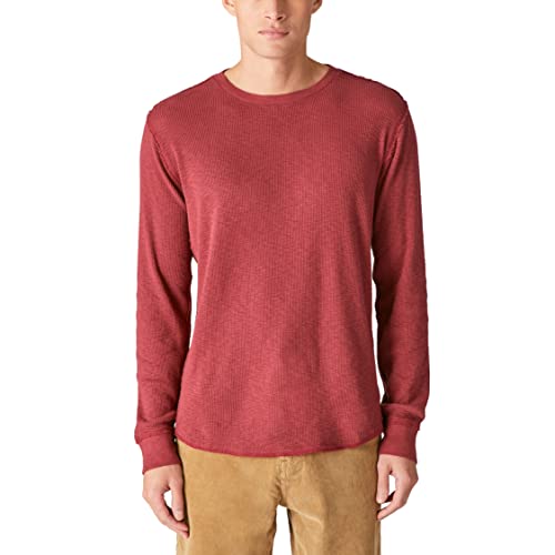 Lucky Brand Men's Garment Dye Thermal Crew Tee, Pomegranate, Large