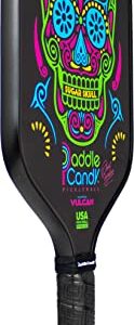 Vulcan | Paddle Candy Sugar Skull Pickleball Paddle | Hybrid Performance | Polypropylene Core | USAP Approved | Black Sugar Skull