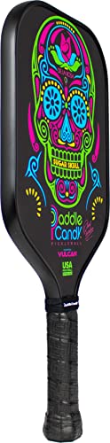 Vulcan | Paddle Candy Sugar Skull Pickleball Paddle | Hybrid Performance | Polypropylene Core | USAP Approved | Black Sugar Skull