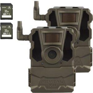 tactacam reveal xb cellular trail camera, no glow - verizon & at&t (2 pk) + two 32gb sd cards