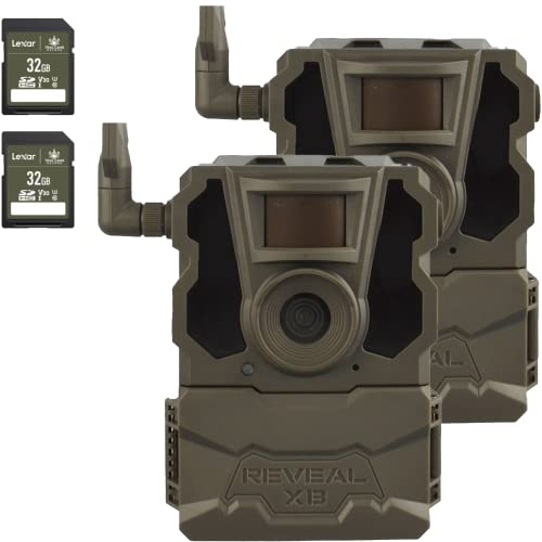 TACTACAM Reveal XB Cellular Trail Camera, No Glow - Verizon & AT&T (2 PK) + Two 32GB SD Cards