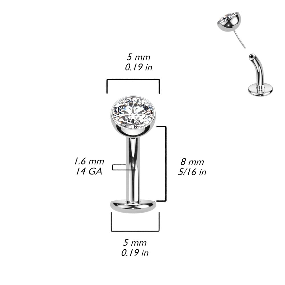 Pierced Owl 14GA F136 Implant Grade Titanium Threadless Convex Base CZ Crystal Floating Belly Button Ring (Vitrail Medium)