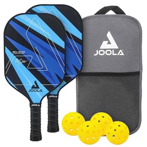 JOOLA Ben Johns Pickleball Set - Made with Reinforced Fiberglass and Honeycomb Polypropylene - Includes 2 Paddles, 4 Balls, and JOOLA Pickleball Bag