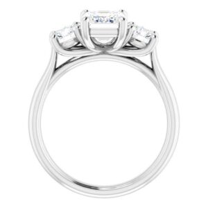 Moissanite Ring 10K Solid White Gold Handmade Engagement Ring 2.0 CT Emerald Cut Moissanite Diamond Three Stone Wedding/Bridal Rings for Women/Her Propose Ring By Rivaan Jewel (4)