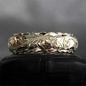 Ring Set Stainless Steel Flower gold sliver Wedding Elegant Jewelry 925 Rings and Silver Rings (Gold, 8)