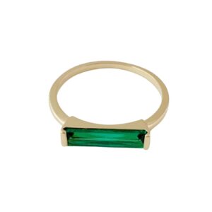 honeycat lorena long emerald green crystal baguette ring in gold, rose gold, or silver | minimalist, delicate jewelry (g/6)