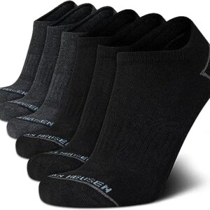 Van Heusen Men's Socks - Athletic Cushion Low Cut Ankle Socks (6 Pack), Size 6-12.5, Black/Grey Heather