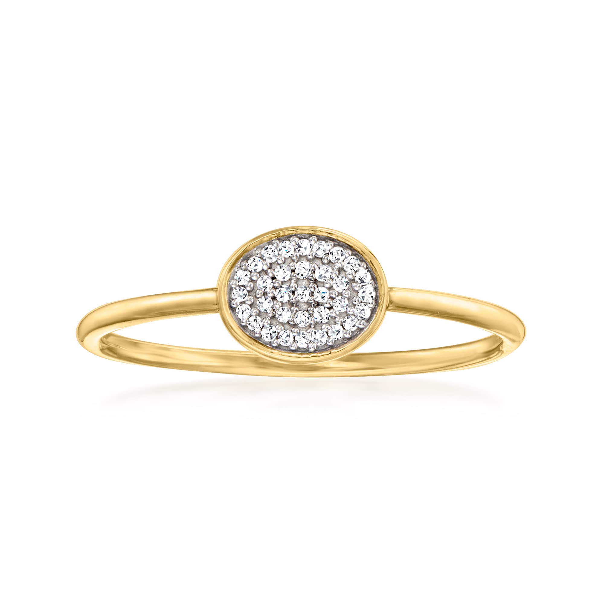 Canaria Pave Diamond-Accented Oval Ring in 10kt Yellow Gold. Size 6