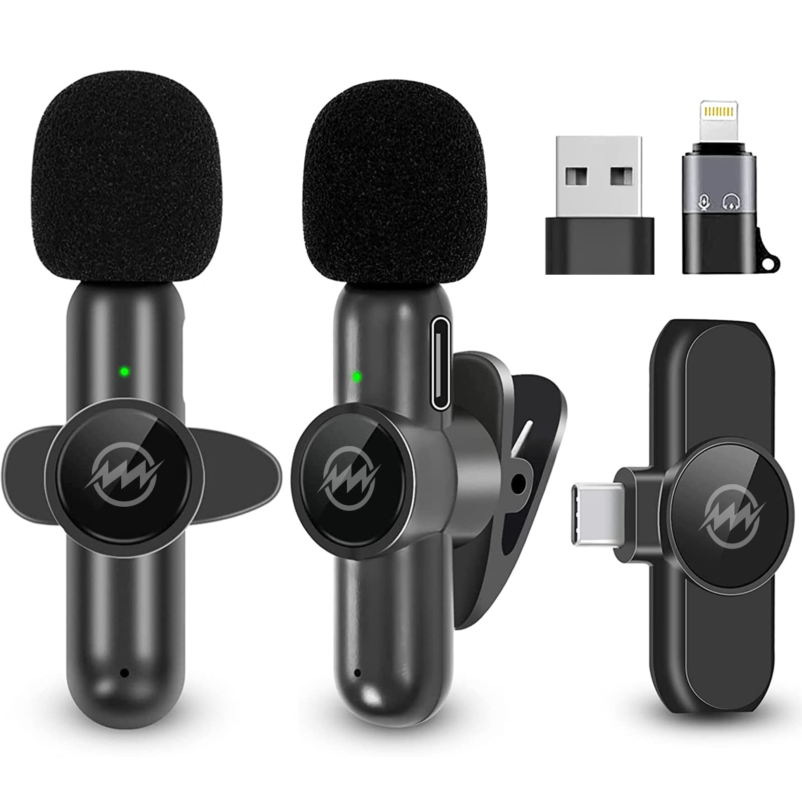 NEWWARE Wireless Lavalier Microphones for iPhone iPad, Lapel Mic with Charging Case and LCD Display, Plug-Play, Noise Reduction, for Recording, Vlog, TikTok, Live Stream (K3)