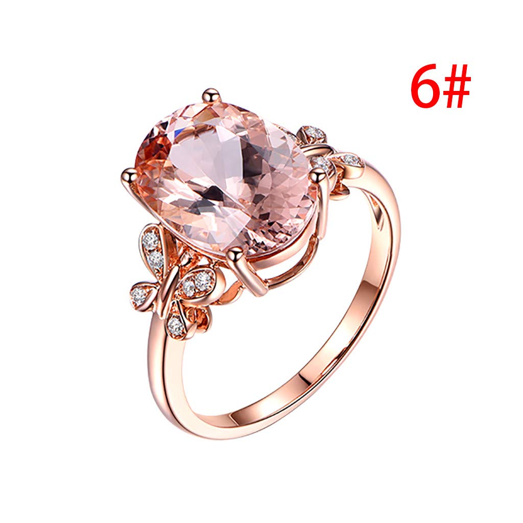 Costume Rings for Women Rose Natural Plated Gold Stone Diamond 18K and Women Ring Rings (Rose Gold, 7)