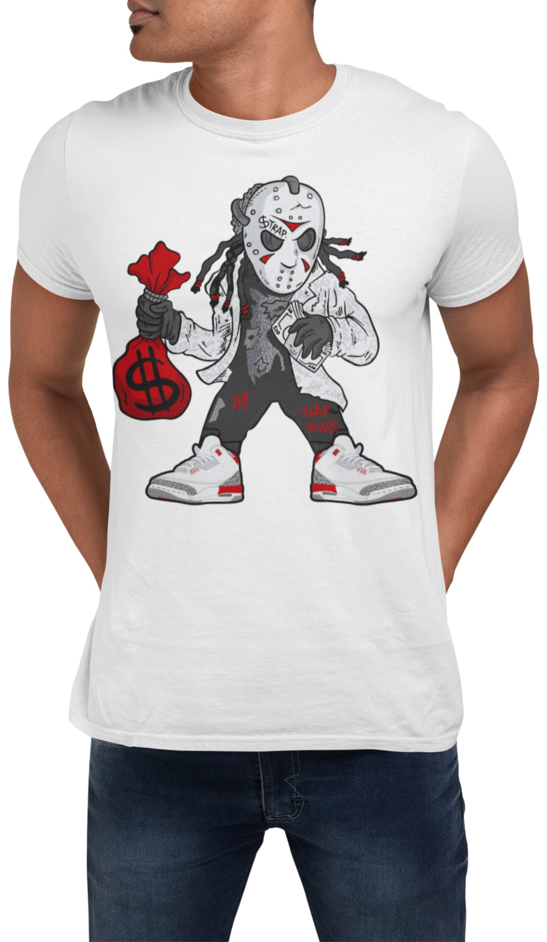 T Shirt to Match Jordan 3 Fire Red Hockey Mask Dude Men's, Jordan 3 Fire Red Tee Matching, Gift for Jordan 3s Tshirt