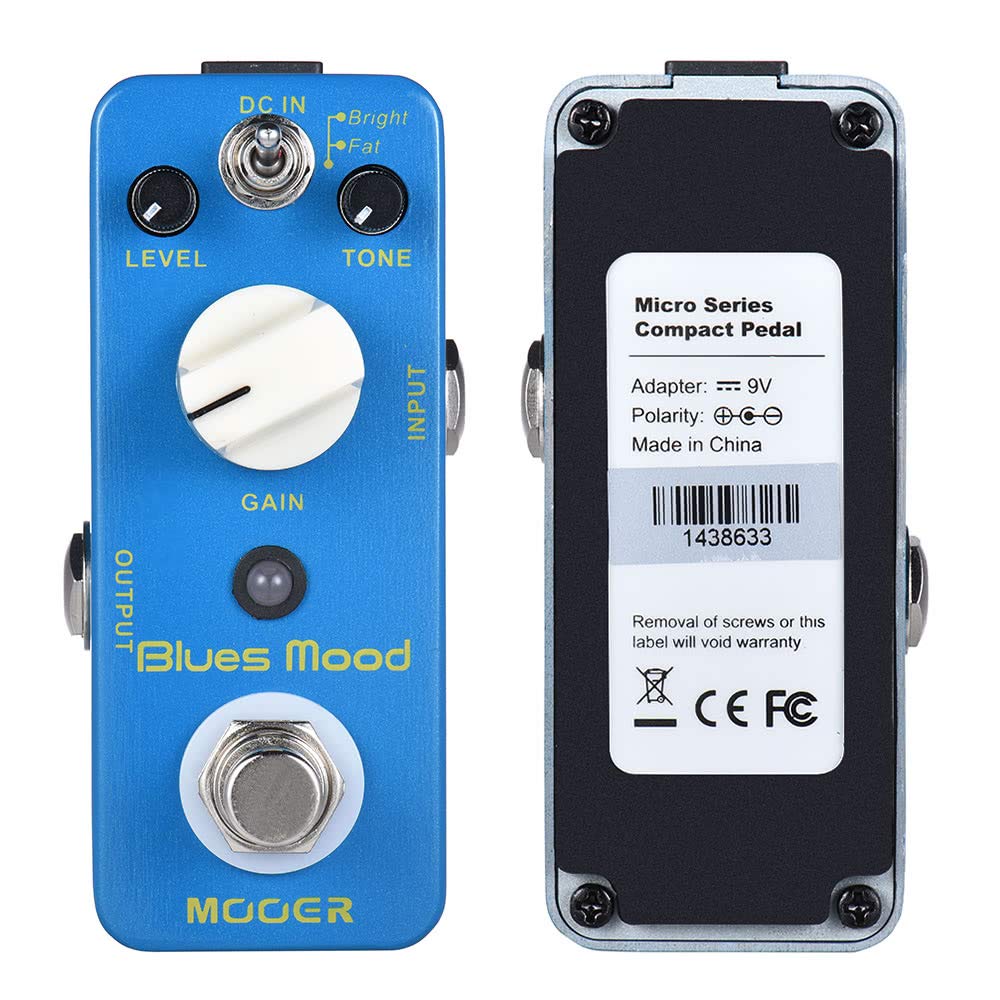 HHOP MOOER Blue Mood Blues Style Overdrive Guitar Effect Pedal 2 Modes(Bright/Fat) True Bypass Full Metal Shell