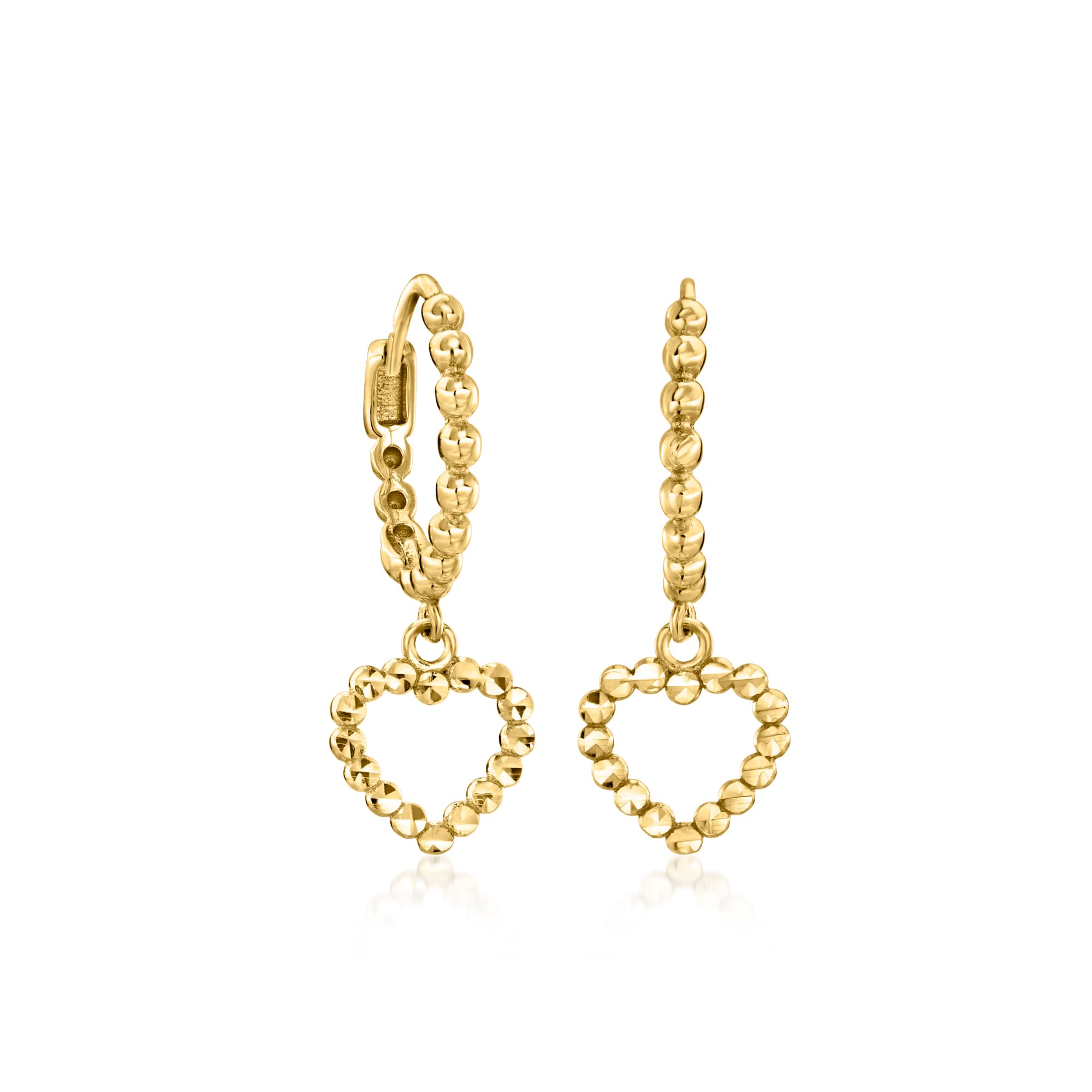 Canaria 10kt Yellow Gold Huggie Hoop Earrings With Heart Drops