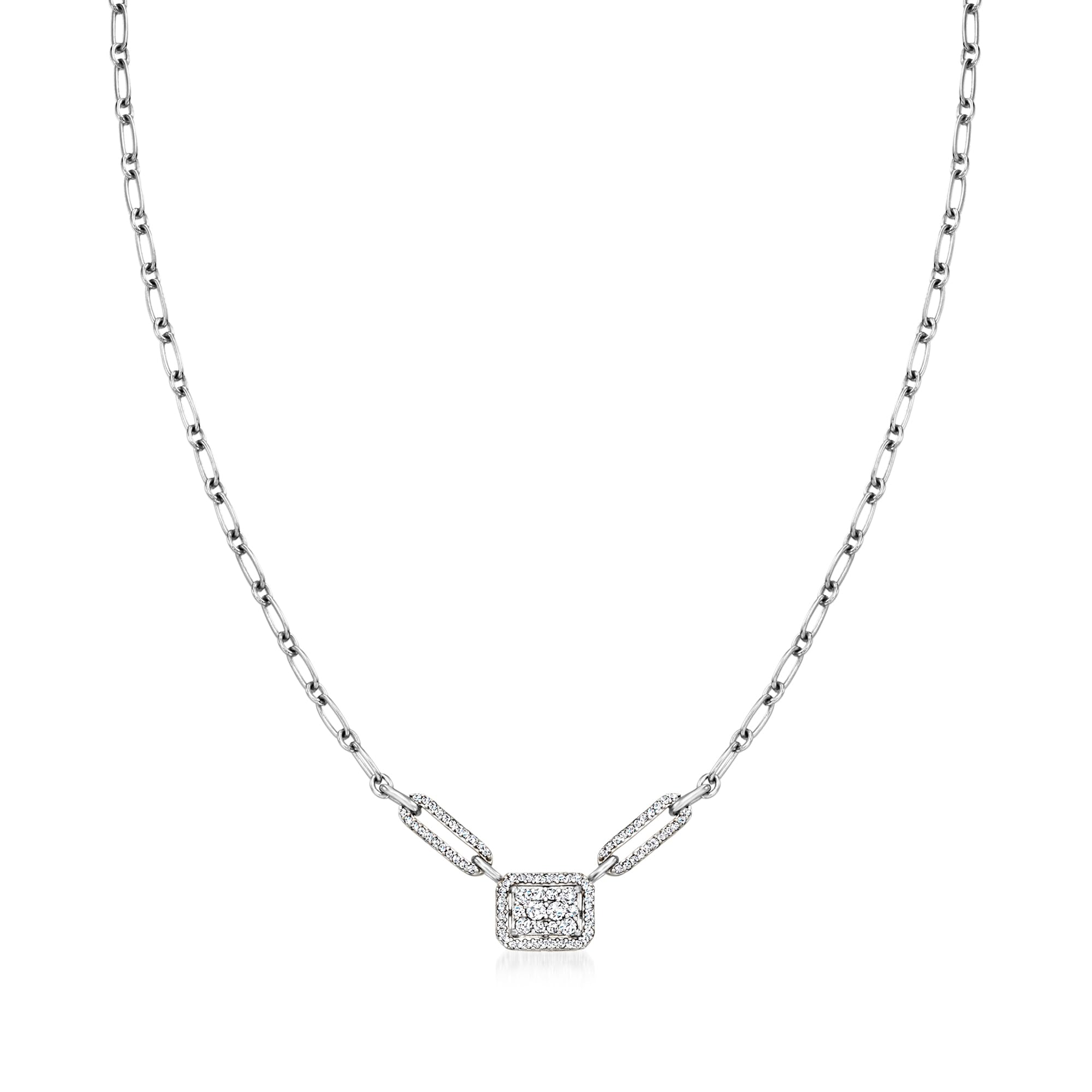 Ross-Simons 0.50 ct. t.w. Diamond Cluster Necklace in Sterling Silver. 18 inches