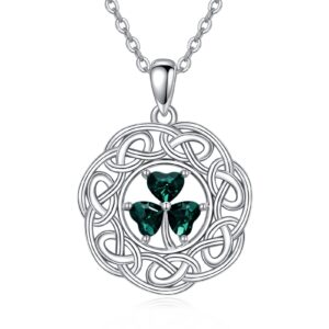 vonala clover necklace with crystal 925 sterling silver celtic shamrock pendant necklaces irish lucky jewelry st patricks day gifts for women