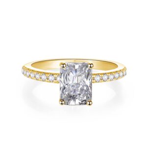 LANE WOODS 1ct 2ct 3ct 4ct 5ct 8ct Radiant Cut Solitaire Real 14K Gold Plated 925 Sterling Silver Thin Band Moissanite Rings Wedding Engagement Promise Rings Size 3-13