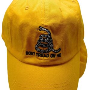 Gadsden Don't Tread On Me Dark Yellow Orange with White Snake Washed Cotton Adjustable Embroidered Baseball Hat Cap