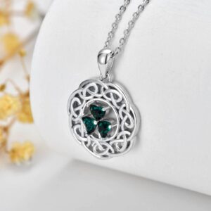 VONALA Clover Necklace with Crystal 925 Sterling Silver Celtic Shamrock Pendant Necklaces Irish Lucky Jewelry St Patricks Day Gifts for Women