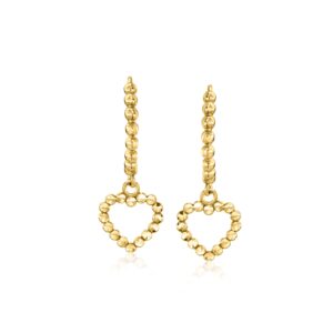 canaria 10kt yellow gold huggie hoop earrings with heart drops