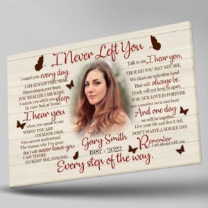 I Never Left You Personalized Sympathy Canvas for Loss of Loved One, Memorial Gifts for Loss of Sister Daughter - VTQ125 (10x8 inch), Multicolor