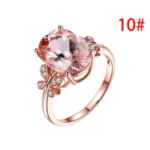 Costume Rings for Women Rose Natural Plated Gold Stone Diamond 18K and Women Ring Rings (Rose Gold, 7)