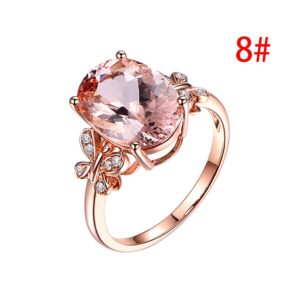 Costume Rings for Women Rose Natural Plated Gold Stone Diamond 18K and Women Ring Rings (Rose Gold, 7)