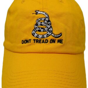 Gadsden Don't Tread On Me Dark Yellow Orange with White Snake Washed Cotton Adjustable Embroidered Baseball Hat Cap